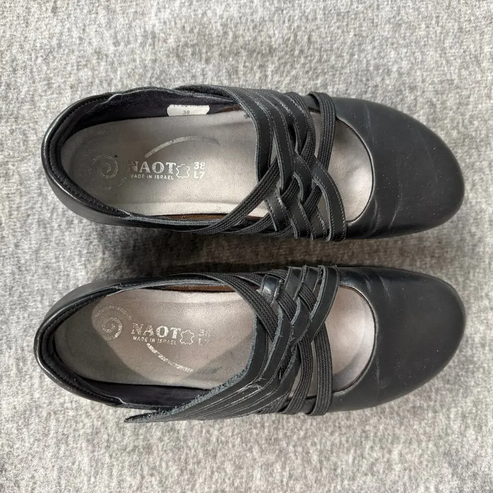 Naot Kawaka Black Slip-On Pull-Tab Orthopedic Mary Jane size 38 New in Box